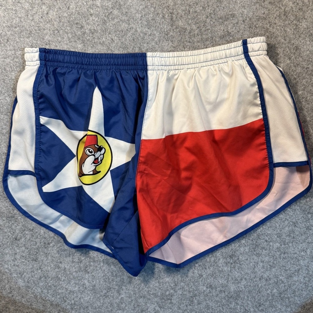 Buc-ee's Texas Flag Running Shorts XL Red White Blue Performance Mesh Liner